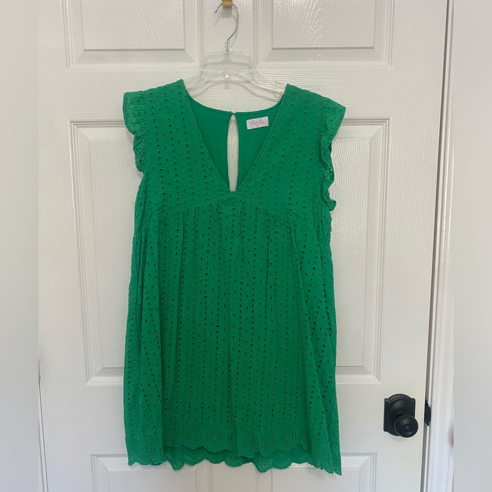 Green eyelet dress